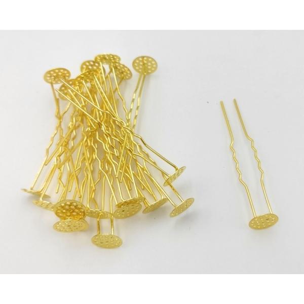 0437 平皿付き Uピン ゴールドカラー 20本セット パーツ ハンドメイド DIY 送料無料
