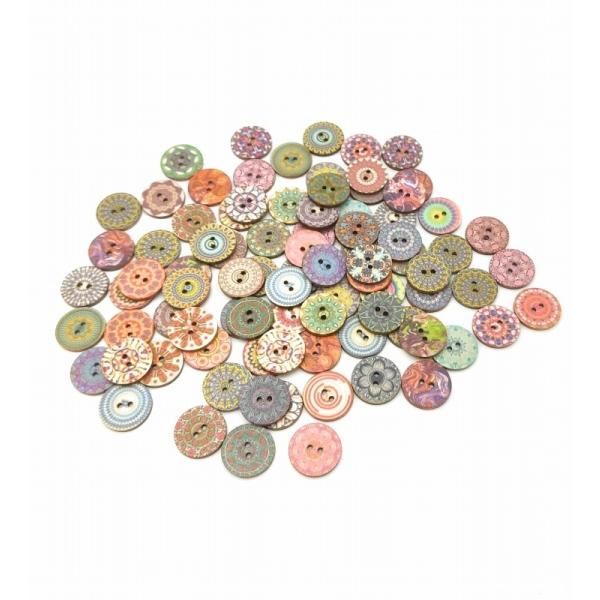 0450 木製ボタン 50個 レトロ ウッドボタン 飾りボタン 裁縫 ハンドメイド 手芸 パーツ