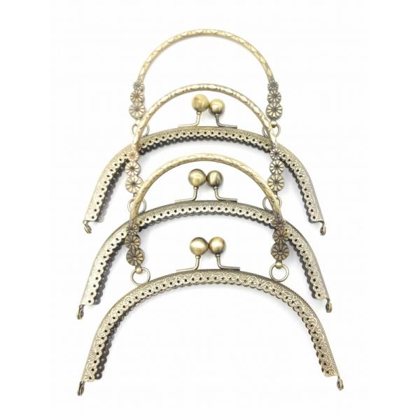 0096 がま口 口金 ハンドメイド 手芸 金属 パーツ ブロンズA 幅約16.5cm 3個セット ...