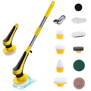 電動お掃除ブラシ 4点セット お風呂掃除 ブラシ 電動 軽量 USB 電動ブラシ コードレス バスクリーナー ハンドル伸縮可 お風呂 浴室 台所 掃除用ブラシ