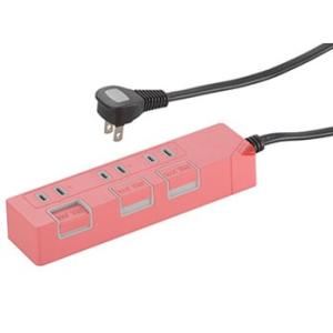 送料無料　新品　オーム電機　カラー節電タップ 3個口 1.5m　HS-T1147P [ピンク]｜ifashion-store