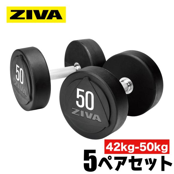 ダンベル DUMBBELL 10個 5ペアセット 42kg-50kg 鉄アレイ ウレタン ZIVA ...