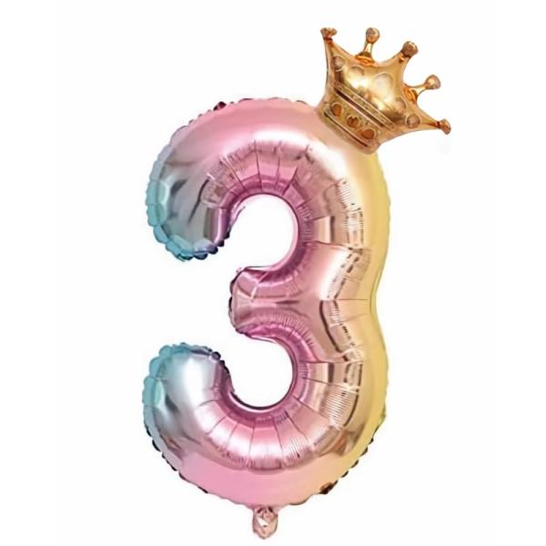 LEISURE CLUB誕生日 数字バルーン 数字3 32インチ レインボー 風船 セット バースデ...