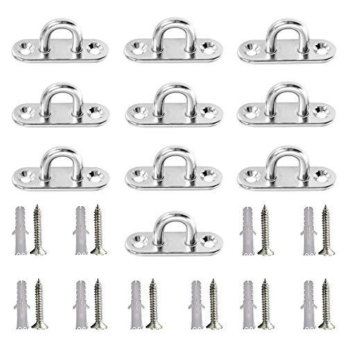 YFFSFDC 長方形パッドアイ 10個入り ネジ20個付き アイプレート ステンレスループ 304...