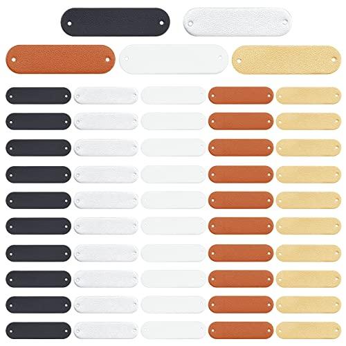 PH PandaHall 革タグ 100個 全5色 PUレザーラベル 縫製穴付き 縫製アクセサリー ...