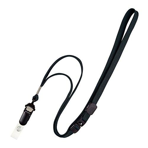 オープン工業 ループクリップ 脱着式 名札 ストラップ ネックストラップ 紐 10本 ブラック 黒 ...