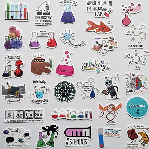 スクール系 学校の化学ステッカー ケミカル 理科 化学を学ぶデカール 面白い化学反応シール 50枚セ...