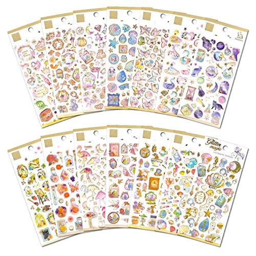 SOY’S F かわいい シール  キラキラした可愛いシール 14シートセット 手帳・スマホケース・...