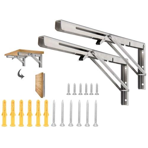 JJ Boom 棚受け 金具 L字型 折 ステンレス 鋼折りたたみブラケットアクセサリー 折り畳み式...