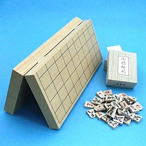 将棋セット 新桂１０号折将棋盤と昔懐かしい 楓漆書き駒（裏赤）桐駒箱入り