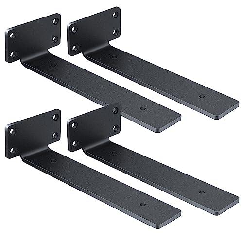HIMOMO 棚受け 棚受け金具 4個セット 長さ25cm 厚さ5mm 高耐荷重 頑丈 アイアンブラ...