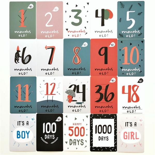 マンスリーカード 20枚 セット 月齢フォト グッズ ニューボーンフォト セルフ 100日祝い ハー...