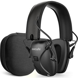 電子シューティングイヤーマフ Awesafe 騒音低減音増幅電子安全イヤーマフス＆ハードトラベルストレージキ
