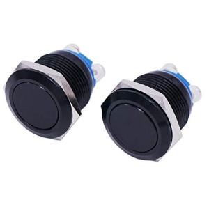 TWTADE / 2個19ミリメートル3/4" 産業用自動車スイッチ用ブラックメタル瞬間プッシュボタンスイッチ1NO SPST 3A / 12-