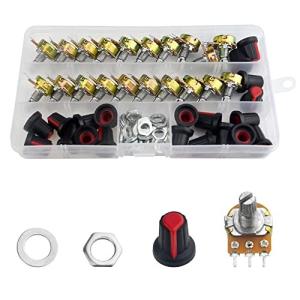 WMYCONGCONG ポテンショメータ 20個 B10K 10K オーム ローレットシャフトシングルリニアロータリー トップ調整可能