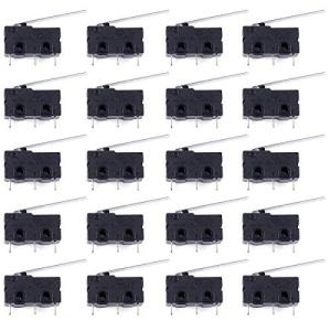 Youmile 20個のマイクロリミットスイッチレバーアームロング28MM SPDT 3ピン3ターミナルArduino用モーメンタリスイ