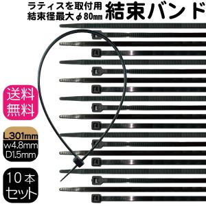 日本製結束バンド　[１０本セット]　黒色ナイロン製　施工部材　丈夫で長持ち|　