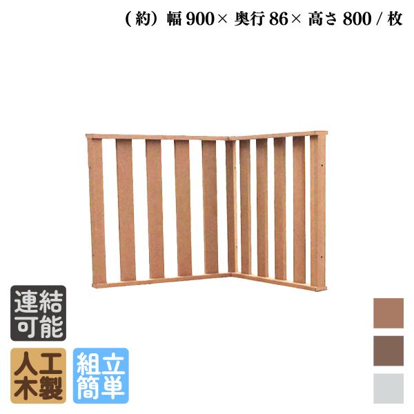 ウッドデッキフェンス 人工木製 縦柵 ハイタイプ コーナー 2枚セット ナチュラル 高さ80cm ア...