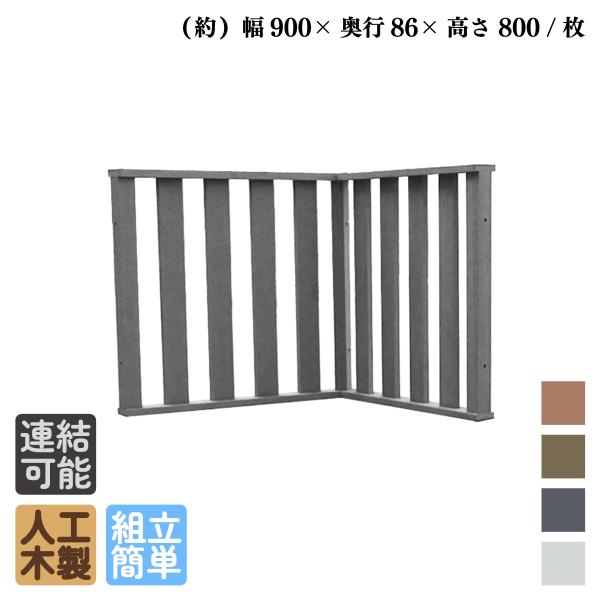 ウッドデッキフェンス 人工木製 縦柵 ハイタイプ コーナー 2枚セット ブラック 高さ80cm アイ...