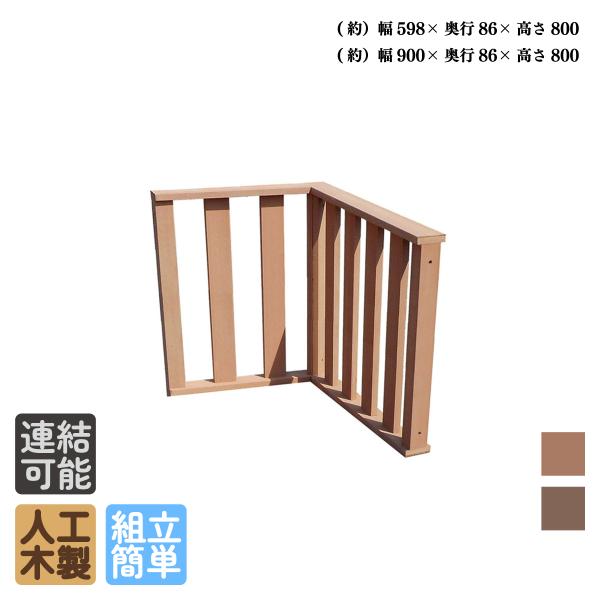 ウッドデッキフェンス ハイフェンス 60系専用 人工木 コーナー 2枚セット ナチュラル 高さ80c...