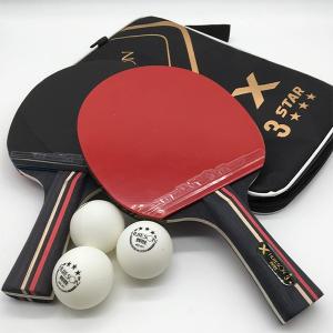 卓球 ラケット 2点入りセット ケース付き ボール3個入り　両面裏ラバー