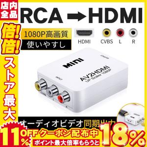 AV to HDMI コンポジット RCA 変換 電源 コンバーター 出力 変換器 変換アダプタ RCA入力→HDMI出力 HDMI 2AV