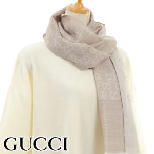 GUCCI（グッチ） ストール ウール シルク GG柄 ショール 薄手 ブラウン