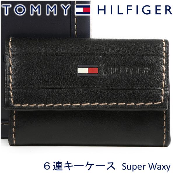 トミーヒルフィガー キーケース キーホルダー メンズ ブラック Superwaxy 31TL17X0...