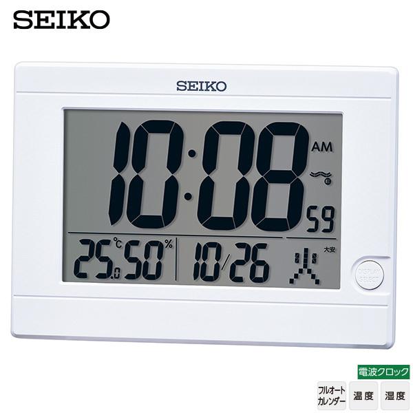電波 デジタル 掛 置 時計 SQ447W 温度 湿度 カレンダー デジタル セイコー SEIKO ...