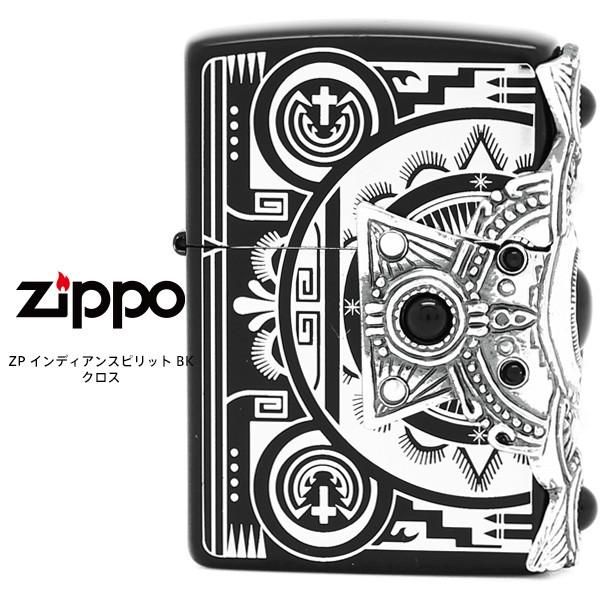 Zippo インディアンスピリット ジッポー ZIPPO BK クロス 天然石 オニキス ハウライト...