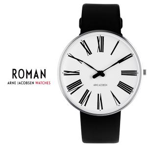 ARNE JACOBSEN アルネ ヤコブセン ROMAN 40mm 53302-2001 WATCH ローマン ウォッチ ホワイト レザー ブラック 腕時計 クオーツ お取り寄せ｜iget