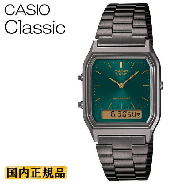 カシオ クラシック ブラック＆グリーン AQ-230EGG-3AJF CASIO CLASSIC 2...