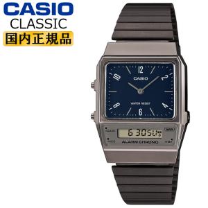 カシオ クラシック AQ-800EB-2AJF ブラック＆ネイビーフェイス 2針アナログ＆デジタル コンビネーション ダブルフェイス デュアルタイム 黒 メンズ 腕時計｜iget