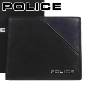 【ポイント5倍】 ポリス 二つ折り財布 POLICE 財布 本革 メンズ 男性用 ブラック×ネイビー PLC142 BLACK｜iget