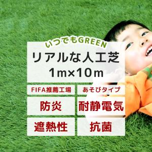 人工芝 ロール DIY 庭 オフィス ベランダ 防炎 遮熱 抗菌 耐静電気 diy いつでもGreen あそびタイプ 芝丈 30mm 1m×10m JQ 直送品