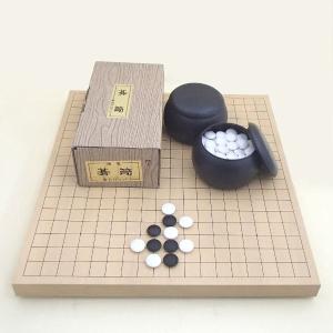 初心者の木製囲碁入門セット※13路9路盤・プラ碁石椿(白84粒・黒85粒