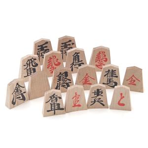 木製将棋駒　しっかり分かりやすい書体　楓（かえで）押し駒　桐箱入り（裏赤）