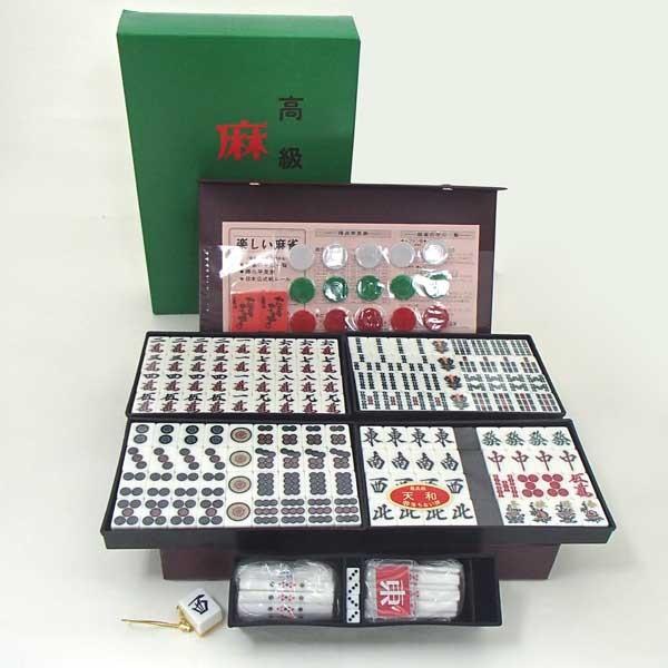 国産手打麻雀牌　囲碁ラボオリジナル牌ストラップ付き　別注天和（アール牌）背面黒色（白点棒付）