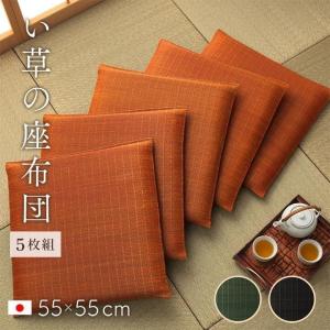 イケヒコ い草座布団 5枚組 ブロック 55×55cm おしゃれ 日本製 織込