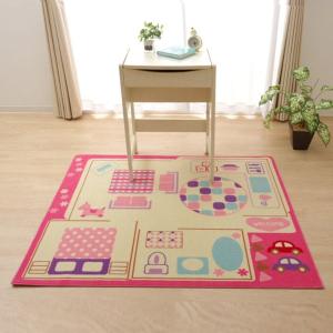 デスクカーペット ままごと 約110×133cm おしゃれ 子供部屋 デスクマット 学習机 ルームマット 女子 新入学