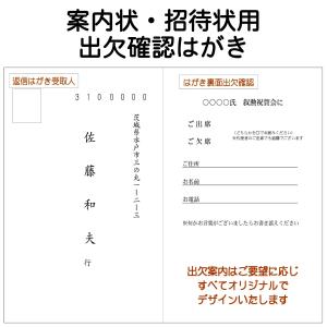 表彰式・祝賀会等出欠確認用返信はがき　私製はがき両面印刷込み 20枚以上１枚単位で承ります｜igwpp