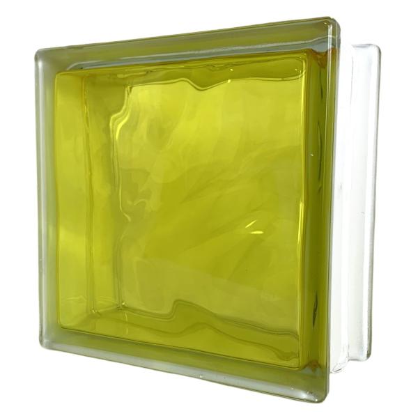 ガラスブロック190x190x95日本基準サイズクラウディインカラー レモン イエローgb40795