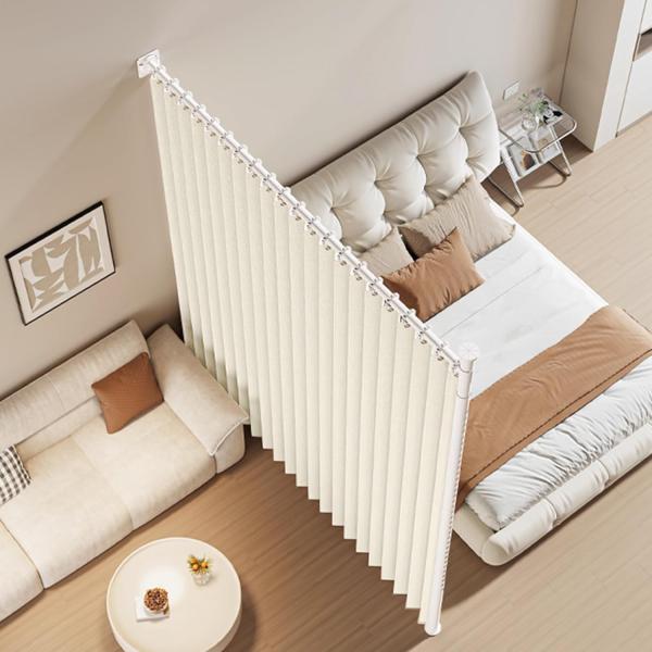 つっぱり式 間仕切り 部屋 間仕切りカーテン パーテーション 自立式 突っ張り 伸縮ポール付き 幅9...