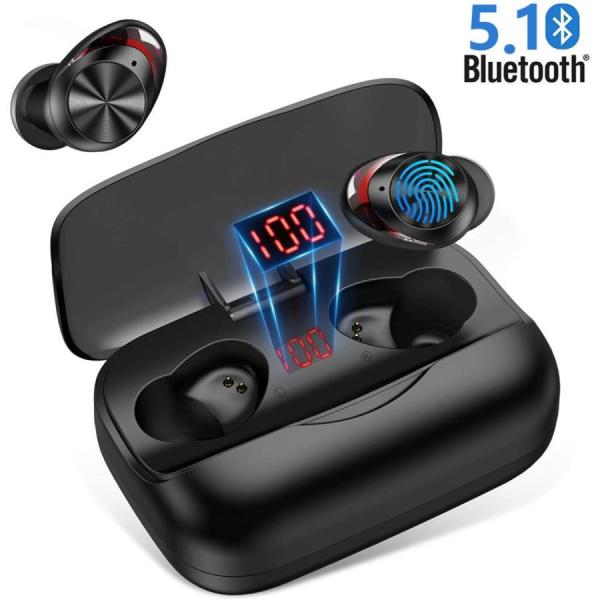 Bluetooth イヤホン ワイヤレスイヤホン Hi-Fi高音質 LEDディスプレイ Blueto...