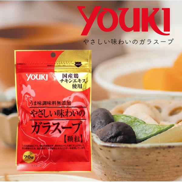 ユウキ うま味調味料無添加 やさしい味わいのガラスープ 顆粒 70g 1袋　チャック付き 国産鶏チキ...