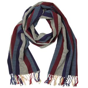 会津木綿のストール IIE 紫系太縞(赤) 日本製 福島県会津