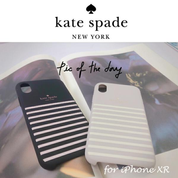 iPhone XR用 kate spade（R）ハイブリッドカバー／Black Stripe 458...