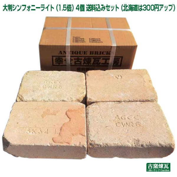 レンガ アンティークレンガ 大判シンフォニーライト(1.5倍) 4個 送料込セット（北海道＋送料30...