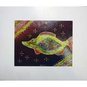 油絵伊吹浩一色紙サイズ 油絵 伊吹 浩一『 槍ヶ岳 』 絵画 F6 風景画 全国送料無料