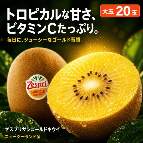 ニュージーランド産 ゼスプリ サンゴールドキウイ 大玉20玉 甘くてジューシー ビタミンC豊富 フル...